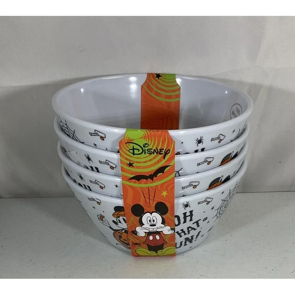 Disney Halloween Mickey Mouse Oh What Fun Set Of 4 Melamine Cereal Bowls